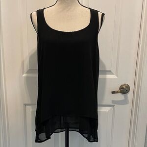 White House Black Market Black Layered Chiffon-Trim Camisole Top